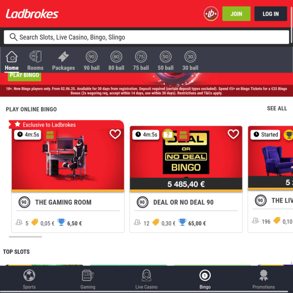 Ladbrokes Casino Bingo Lobby