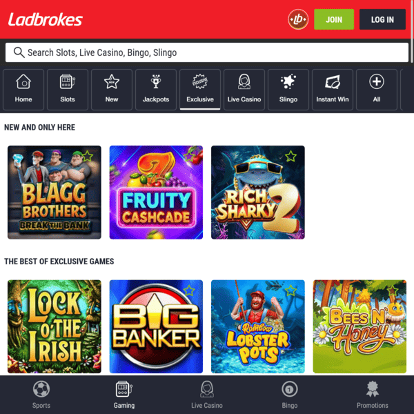 Ladbrokes Casino Exclusive Games