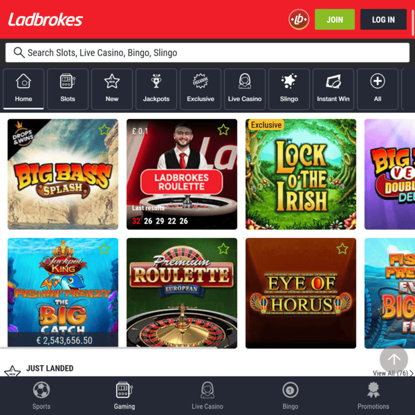 Ladbrokes Casino Slots Lobby